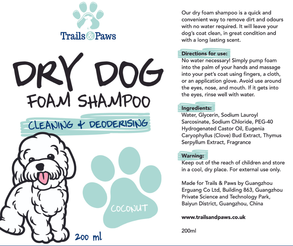 Trails & Paws Dry Dog Foam Shampoo
